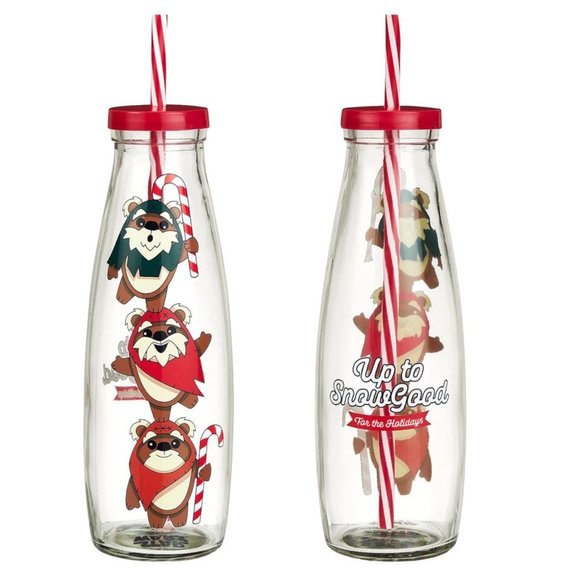 Disney Star Wars Ewok Blue Milk & Cookies Christmas Holiday Plate Bottle Set NEW - Picture 5 of 9